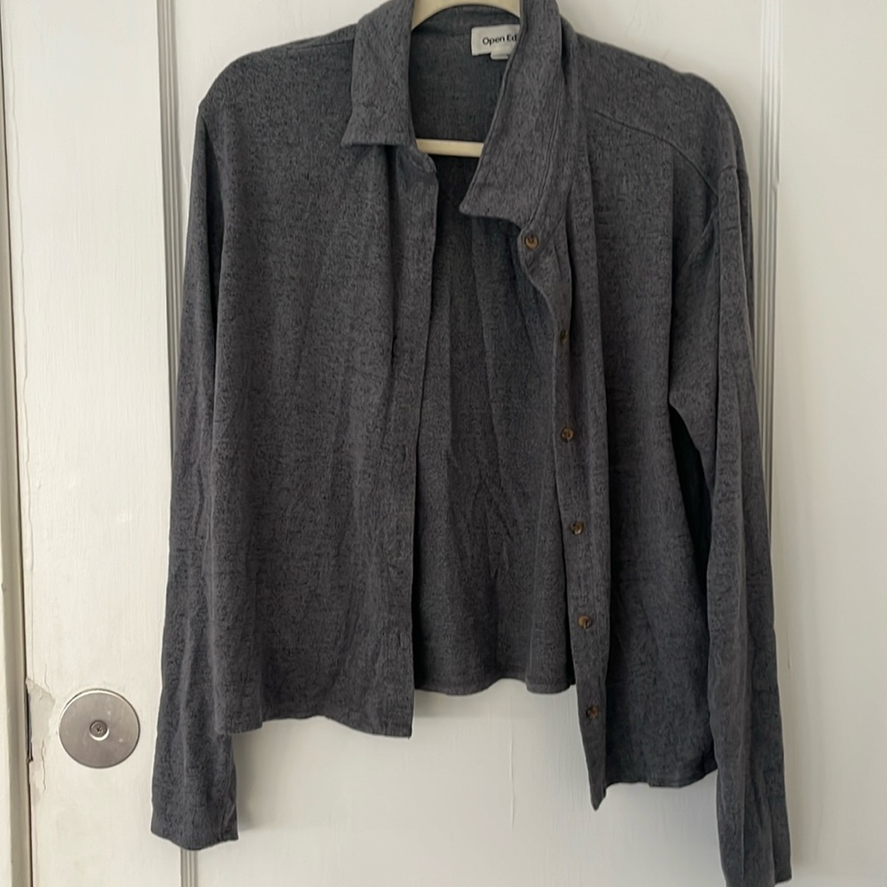 Open Edit Heathered Gray cardigan size large collared